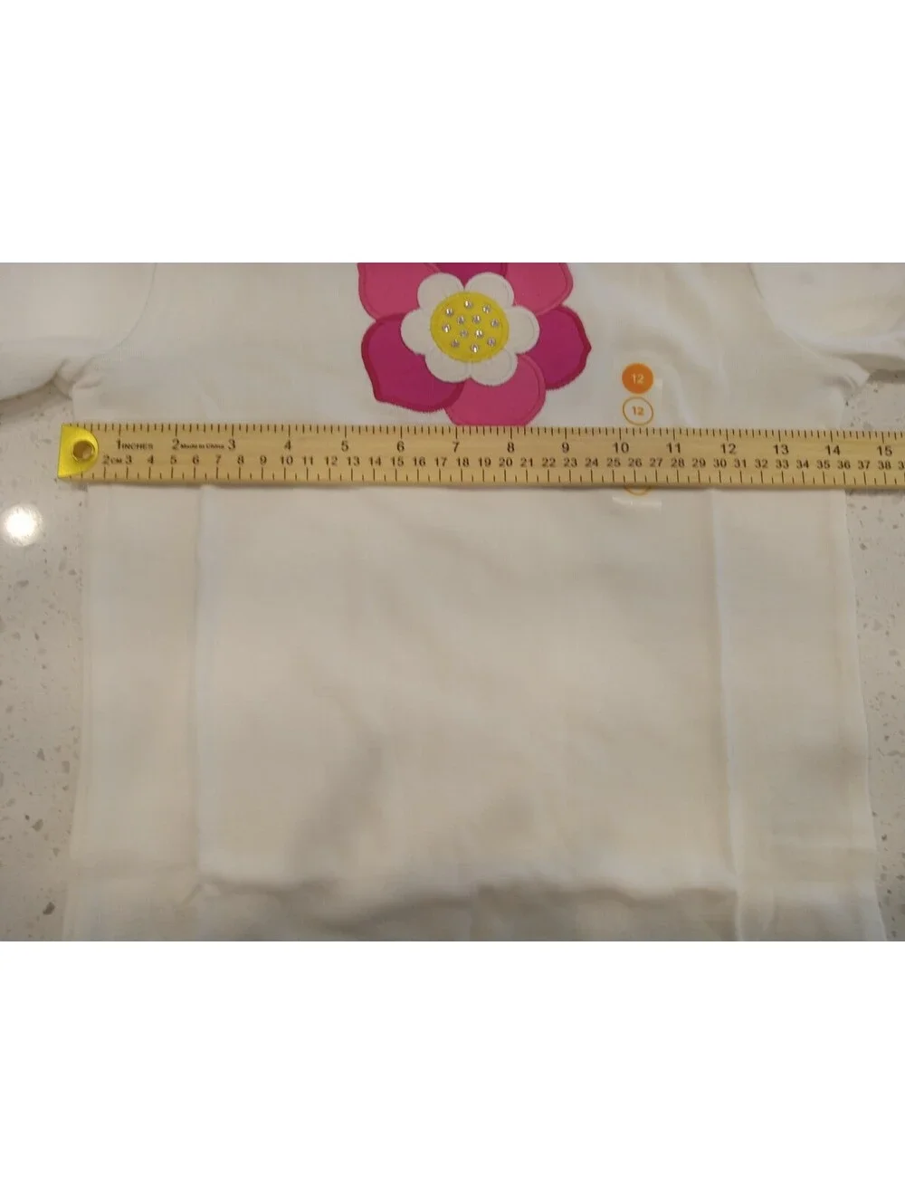 Gymboree Long Sleeve Shirt Girls Size 12 White Pink Orange Gem Flower NWT